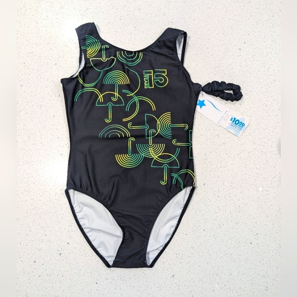 NEW COMPETITION Destira Adult Medium Gymnastics dance leotard & SCRUNCHIE Cute - Picture 1 of 1